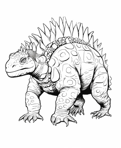 Een tekening van een dinosaurus met spikes op zijn hoofd generatieve ai