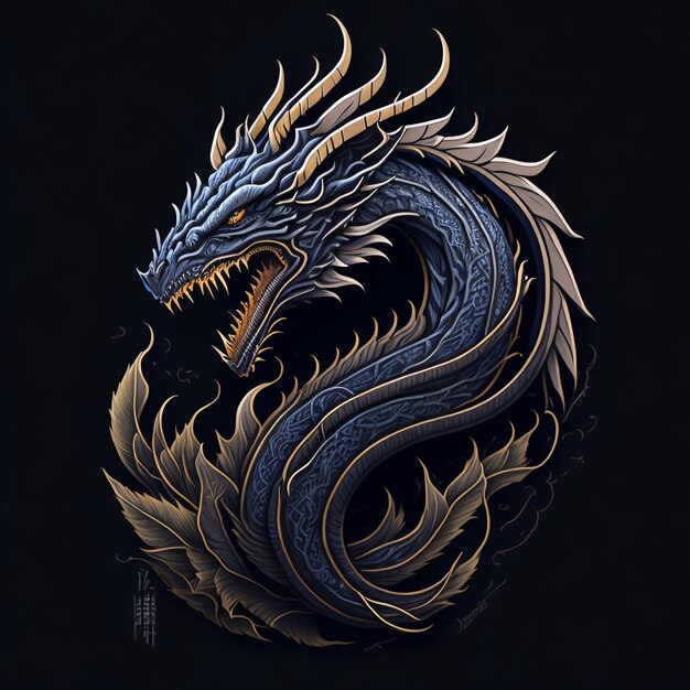 een tekening van een draak met het woord draak erop