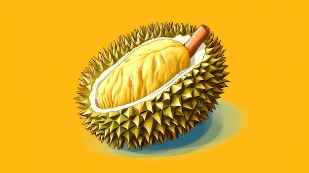 Een tekening van een durian met het woord durian erop