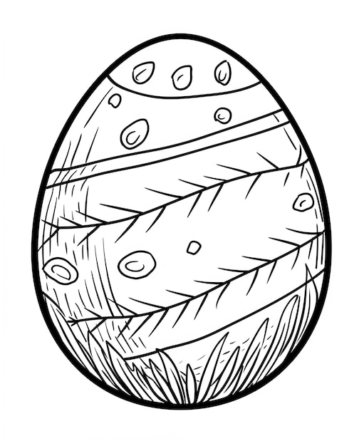 een tekening van een ei met een blad erop