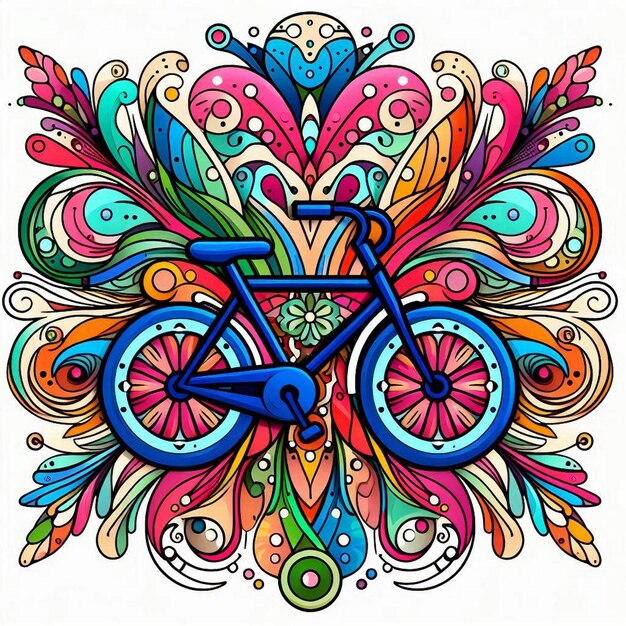 Foto een tekening van een fiets met een fiets erop