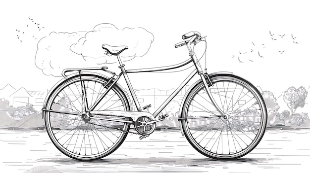 Foto een tekening van een fiets met een tekening van een fiets erop