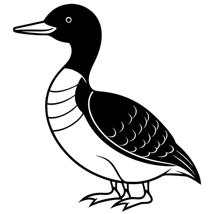 Foto een tekening van een gans met een zwarte omtrek