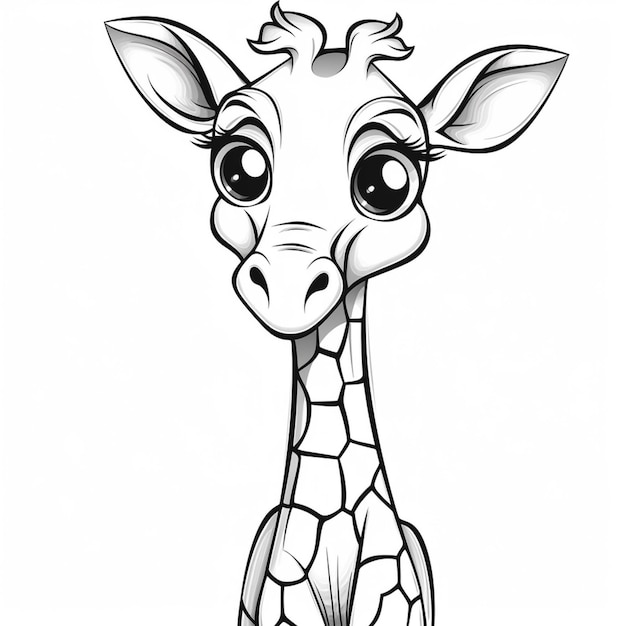 een tekening van een giraffe met grote ogen en een lange nek generatieve ai