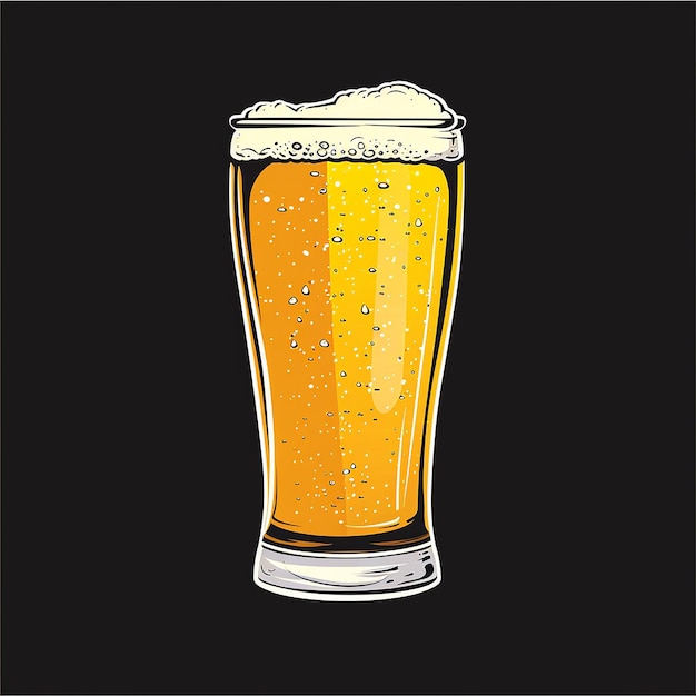 een tekening van een glas bier met bubbels erop