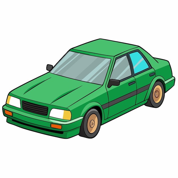 een tekening van een groene auto met het kentekennummer 3