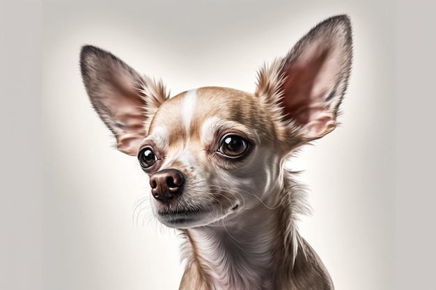 Een tekening van een hond met een groot bruin oor.