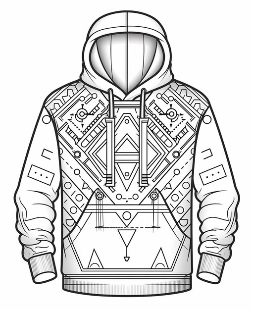 Een tekening van een hoodie met een patroon erop generatieve ai