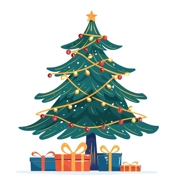 een tekening van een kerstboom met een ster erop