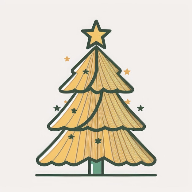Een tekening van een kerstboom met een ster erop.