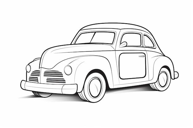 een tekening van een klassieke auto met een witte achtergrond generatieve ai