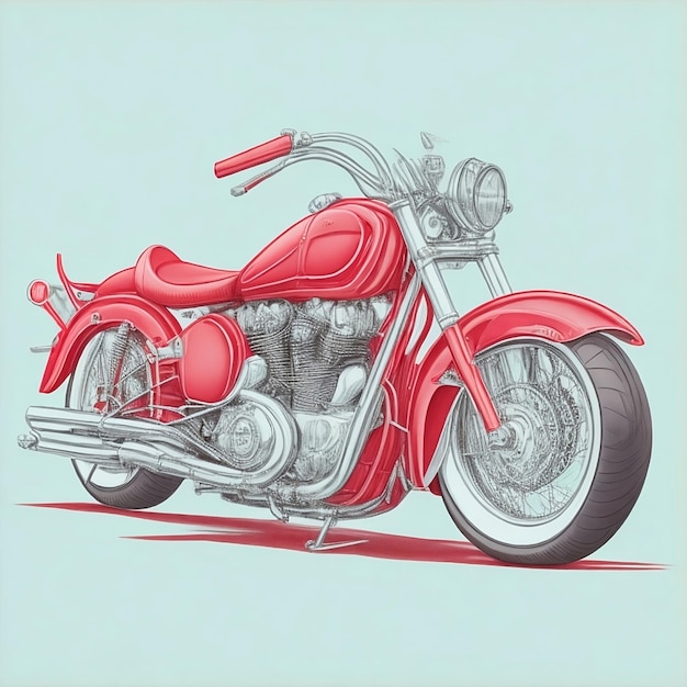 Een tekening van een klassieke rode motorfiets met gradiënt achtergrond om de wereldmotorfietsdag te vieren