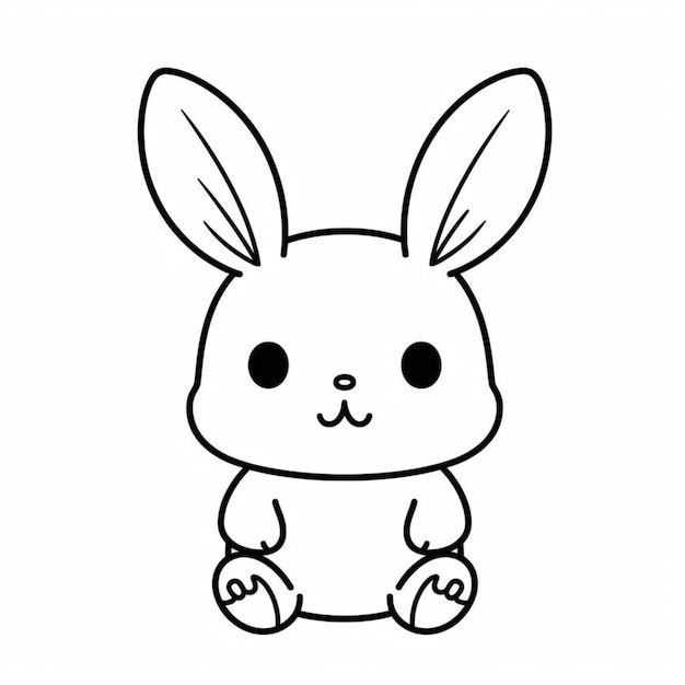 Foto een tekening van een klein konijn dat op zijn achterpoten zit.