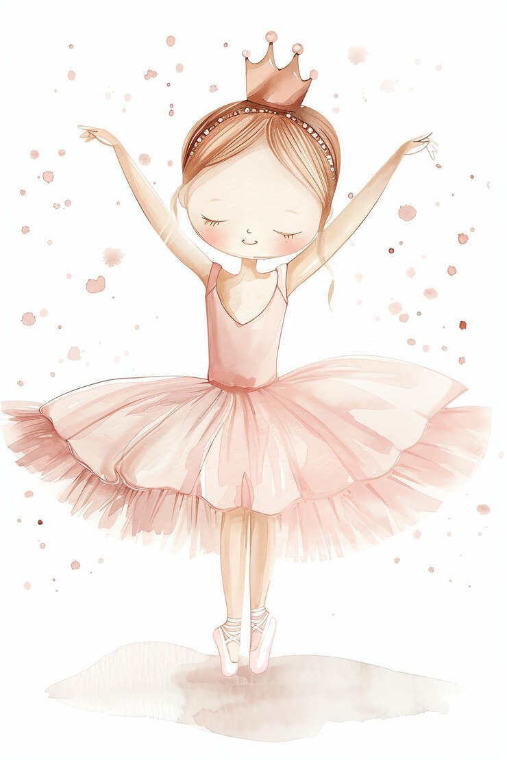 Foto een tekening van een meisje in een roze tutu