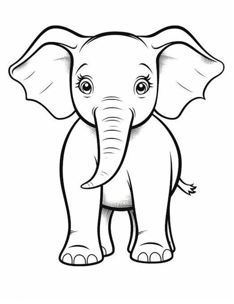 een tekening van een olifant met een grote slagtand generatieve ai
