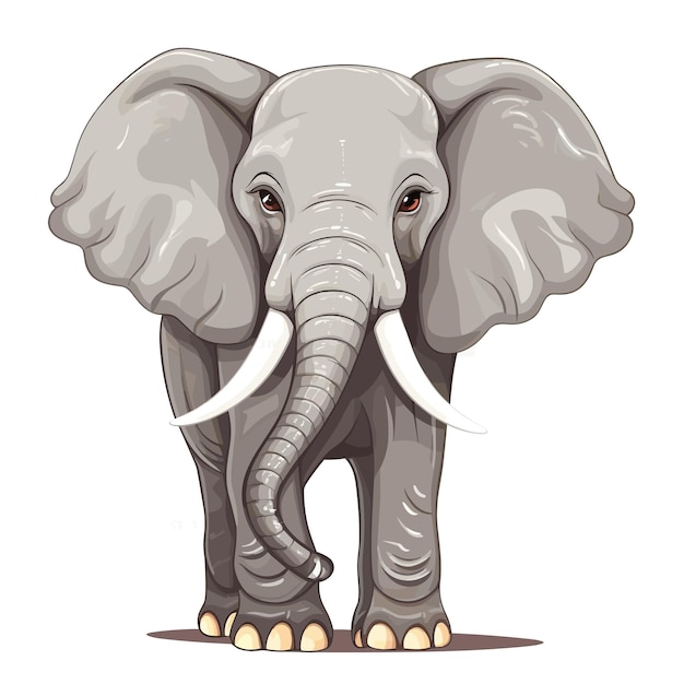 Een tekening van een olifant met slagtanden erop