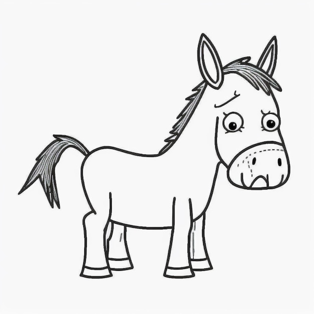 Een tekening van een paard met een neus en een neusring generatieve ai