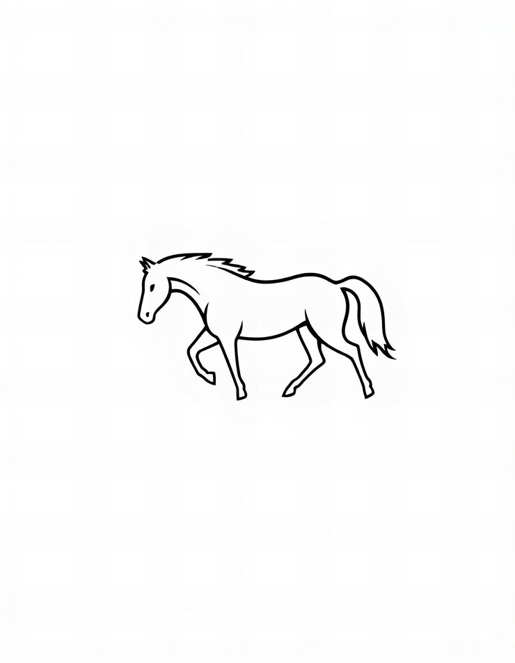 Foto een tekening van een paard met een paard erop