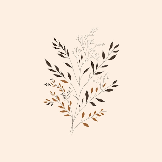 een tekening van een plant met bladeren erop