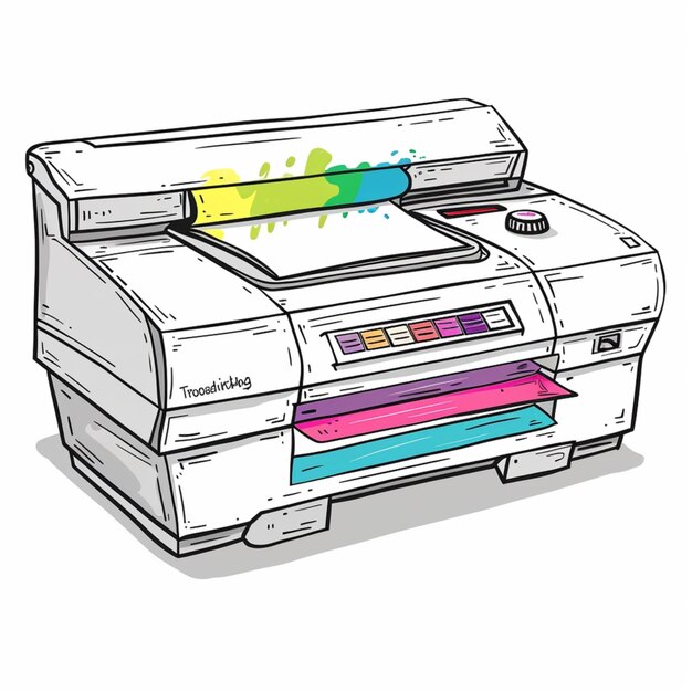 een tekening van een printer met het woord "quote" erop