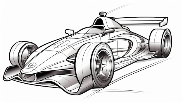 Foto een tekening van een raceauto met een coureur voorin generatieve ai