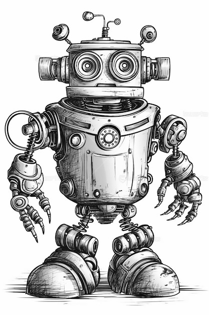 Foto een tekening van een robot