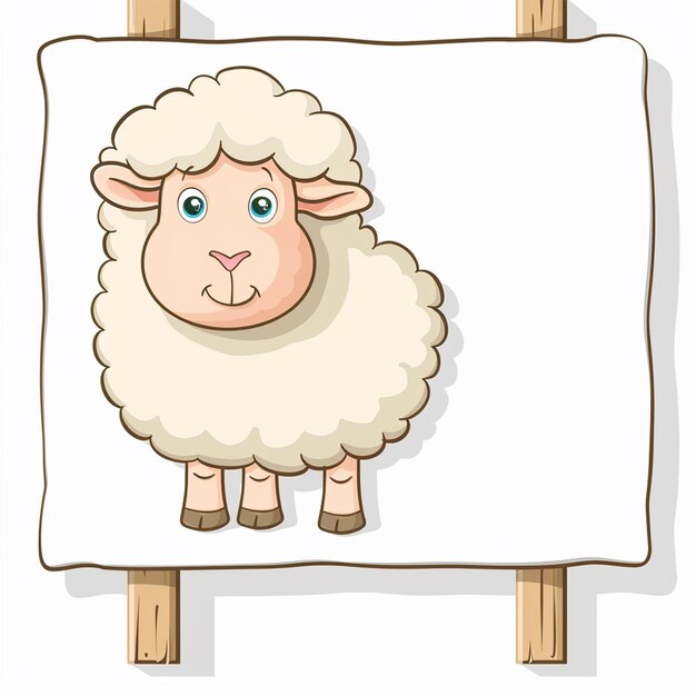 een tekening van een schaap op een plank met een afbeelding van een schap erop ai generatief