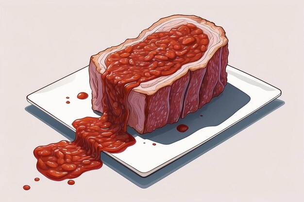 Foto een tekening van een stuk vlees met saus erop generatieve ai