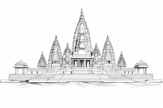 een tekening van een tempel met daarop een tekening van een tempel