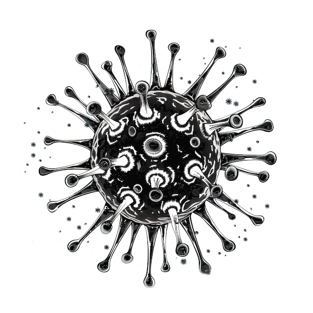 Foto een tekening van een virus met het woord bacterie erop