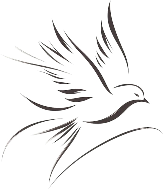 een tekening van een vogel met een zwarte omtrek en een witte achtergrond