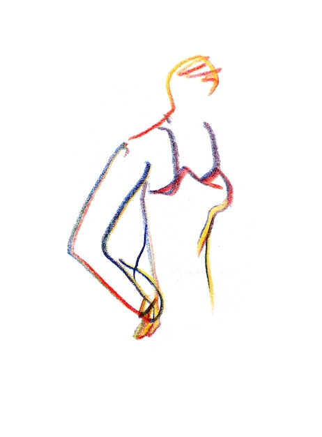 Een tekening van een vrouw met een beha erop