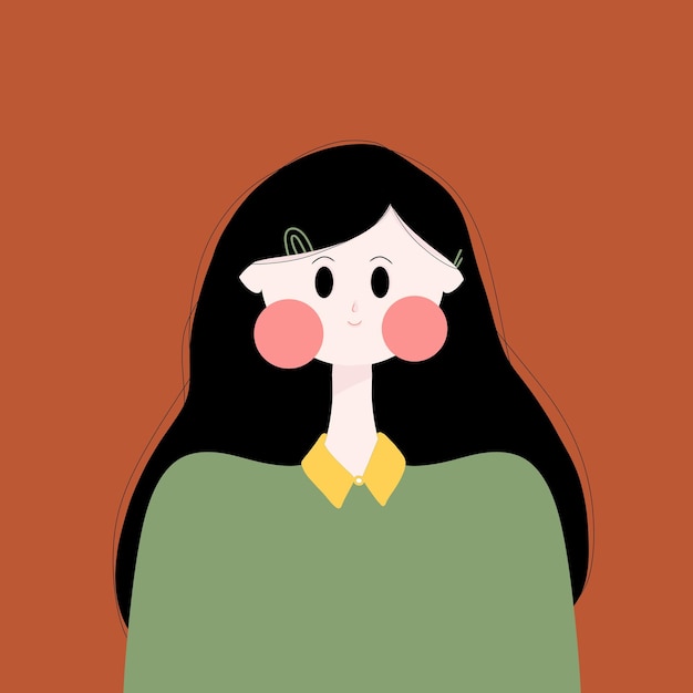 een tekening van een vrouw met een groen shirt die zegt dat ze een roze ballon vasthoudt
