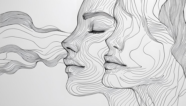Foto een tekening van een vrouw met het woord " contemplatieve quote " erop