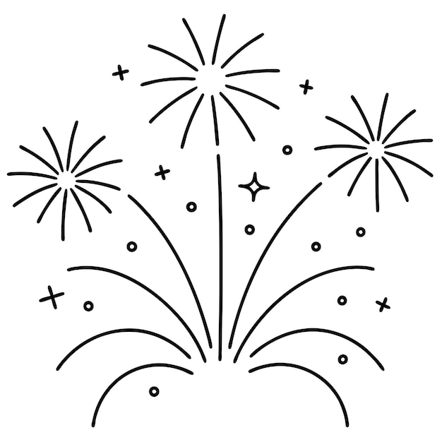 een tekening van een vuurwerk met een bloem in het midden