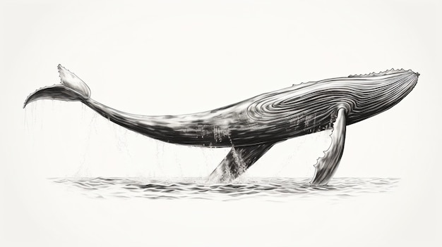 een tekening van een walvis in het water