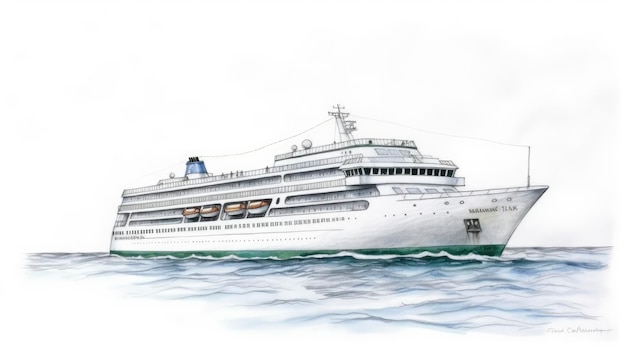 Een tekening van het cruiseschip 's werelds grootste passagiersschip.