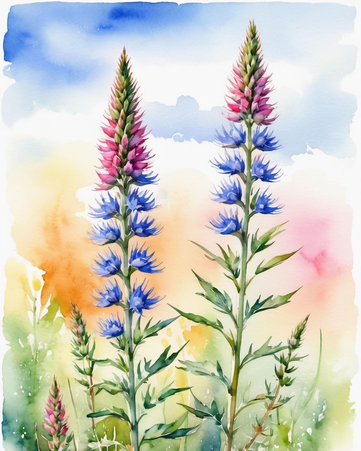 Foto een tekening van paarse bloemen met de titel van de titel van het jaar