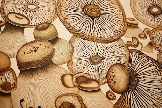 Foto een tekening van paddenstoelen uit de verzameling van paddenstokken
