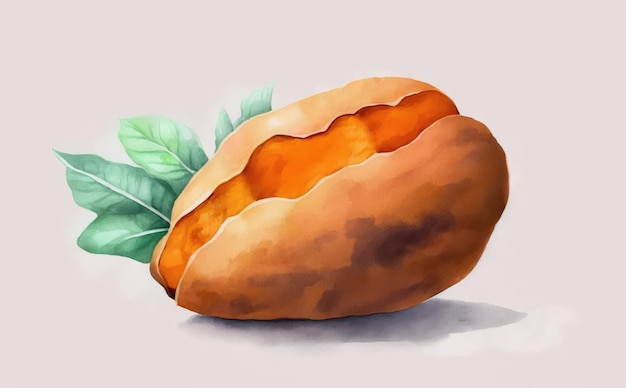 Een tekening zoete aardappel bataat aquarel biologisch voedsel illustraties ai gegenereerd