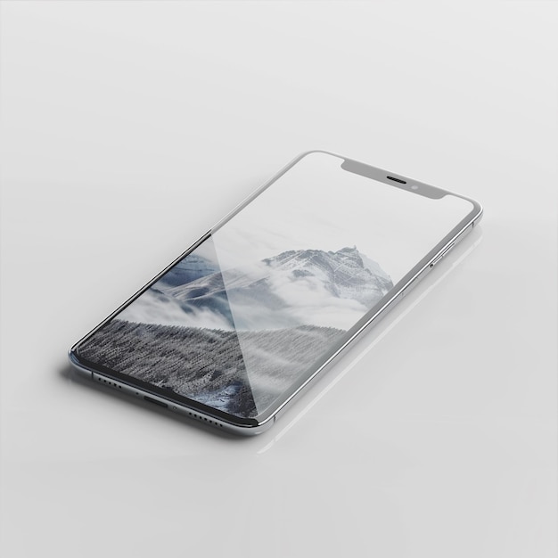 een telefoon met een foto van een berg op het scherm