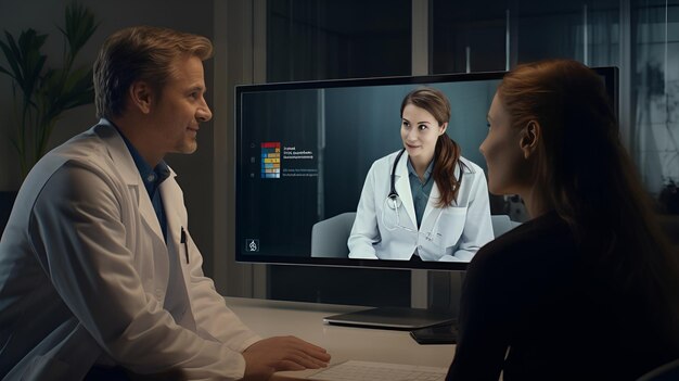 Een telemedicine-sessie met een arts die een patiënt op afstand adviseert en medisch advies geeft