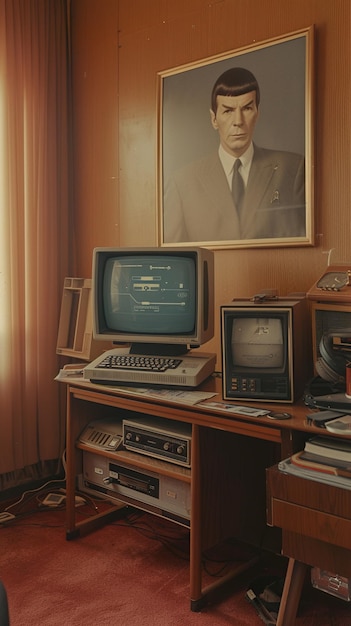 Een televisie die op een tafel zit in de stijl van retro visuals vintage esthetiek