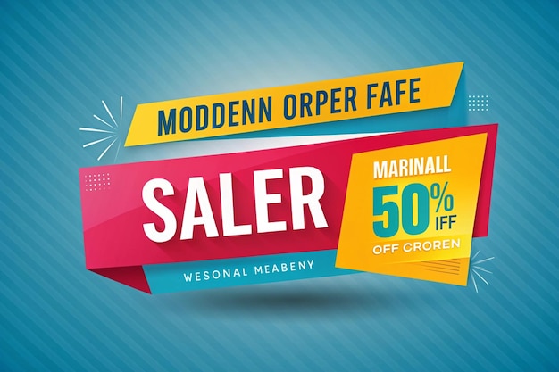 een tentoonstelling van moderne mode banners met een blauwe achtergrond