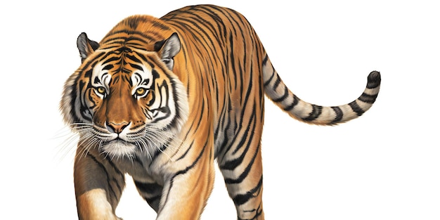Een tijger geïsoleerd op een witte achtergrond
