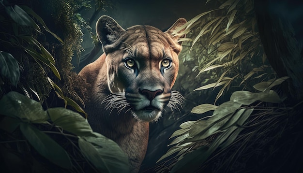 Een tijger in de jungle met een groene achtergrond
