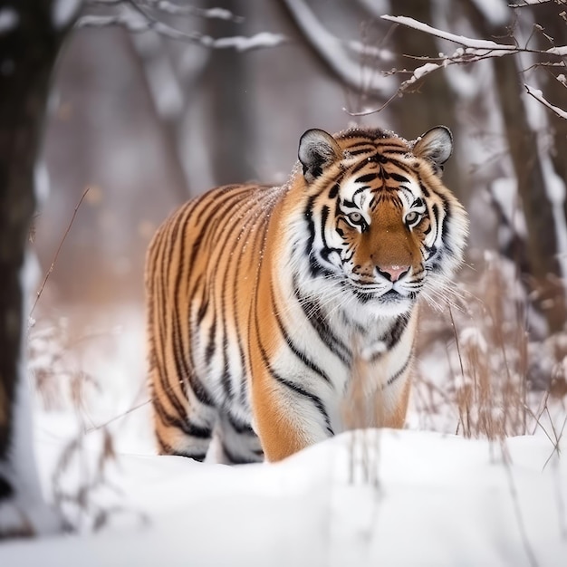 Een tijger in de sneeuw