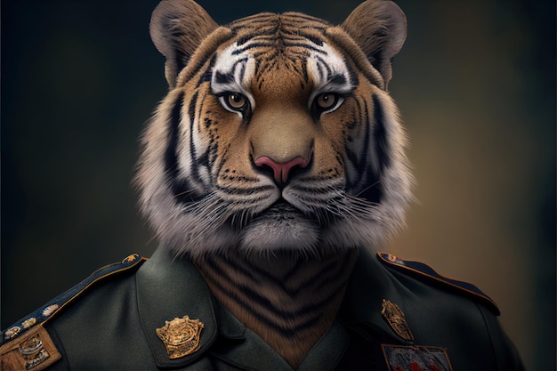 Een tijger in een militair uniform