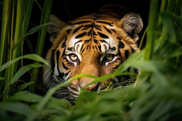 Een tijger in het gras.