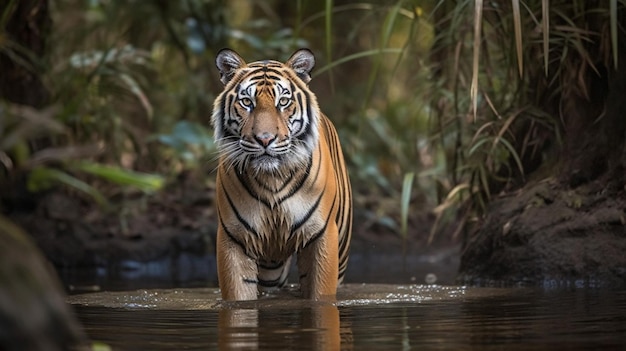 Een tijger in het water